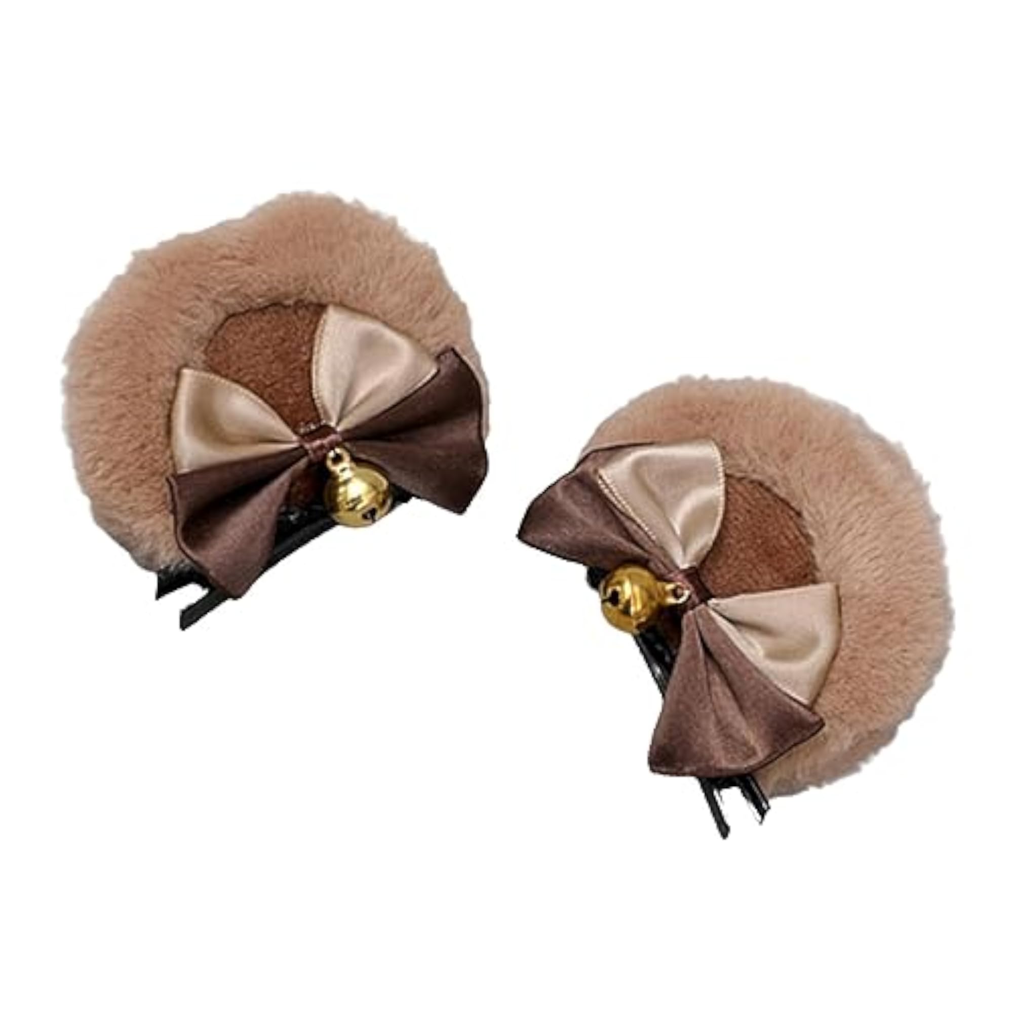 2Pcs Bear Ear Plush Hair Clip Set for Kids